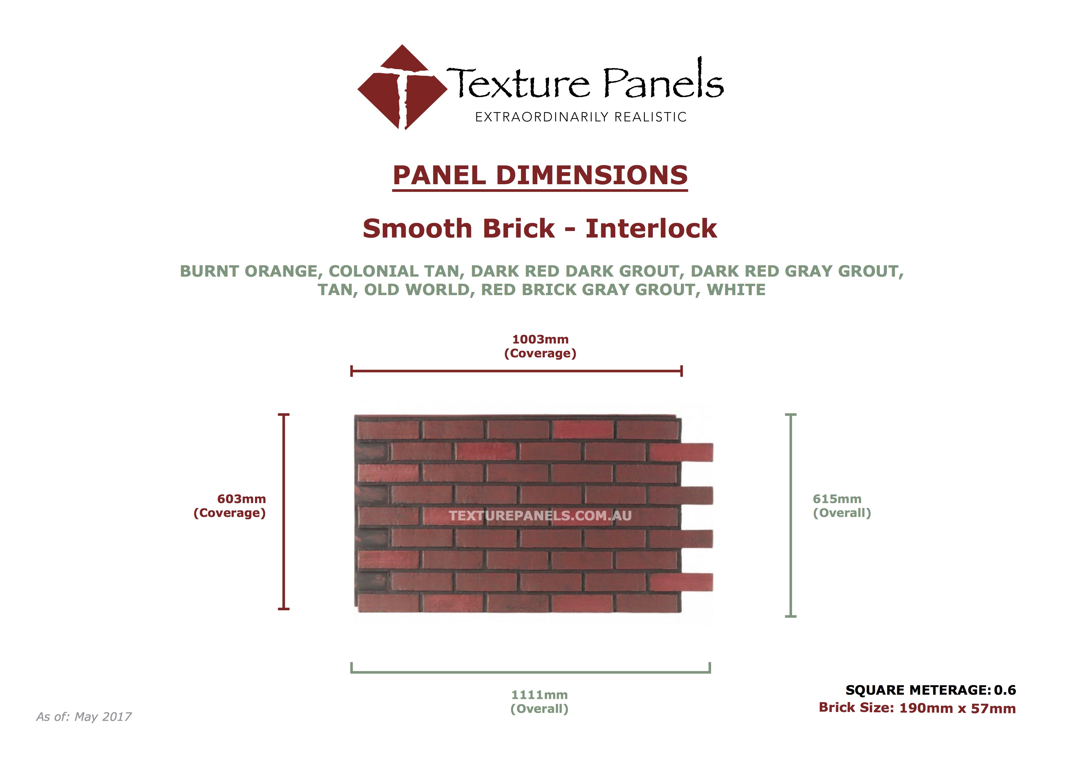 Smooth Brick Interlock - Dimensions